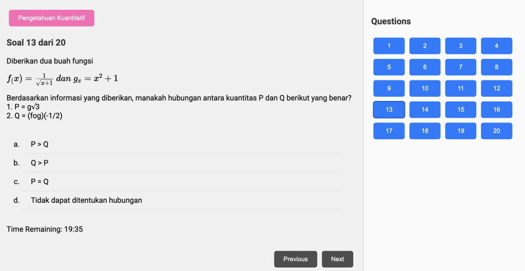 Simulasi Tes SNBT Gratis soal terbaru